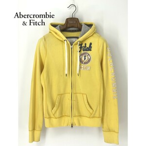 A9343/訳あり 春夏 Abercrombie&Fitch アバクロ コットン ワッペン フード 長袖 スウェット ブルゾン ジャケット パーカー L 黄色 メンズ