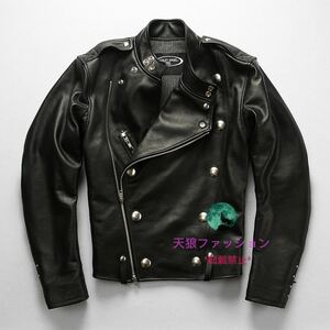 ●高品質 レザージャケット 本革 カウハイド ライダース 牛革 バイクレザー 革ジャン メンズファッション ジャンパー アメカジ S～4XL