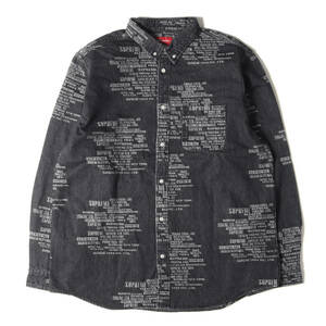 新品 Supreme 23SS トレードマーク ジャカード デニム ボタンダウン シャツ Trademark Jacquard Denim Shirt ウォッシュドブラック XL