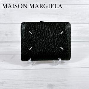 MAISON MARGIELA メゾンマルジェラ 二つ折り財布 小銭入れ付き コンパクトウォレット ブラック SA1UI0028 スモール フラップ ウォレット