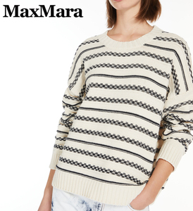 秋冬新作50%OFF　マックスマーラ　Max Mara　オーバーサイズニット　エクル×ネイビー　Lサイズ　【送料無料】