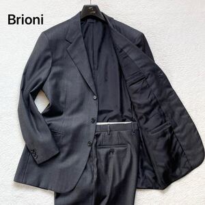 最高級品 Brioni ブリオーニ ビジネススーツ セットアップ 上下 裏地総ロゴ 総裏 ビジネス 通勤 フォーマル セレモニー グレー サイズ52