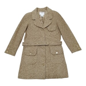 レア 美品 vintage CHANEL 01A ツイード モコモコ ロング コート ココマーク ボタン 16個 P18340V10557 tweed coat ジャケット アルパカ