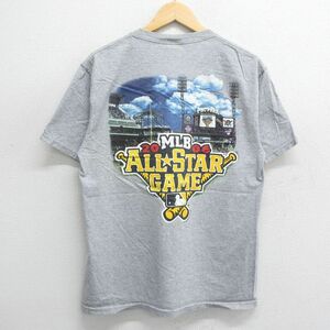 L/古着 リー Lee 半袖 ビンテージ Tシャツ メンズ 00s MLB オールスターゲーム クルーネック グレー 霜降り メジャーリーグ ベースボール