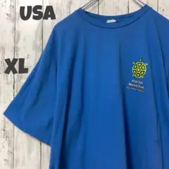 USA古着 ビッグプリント ブルー Tシャツ XL メンズ カメ 魚