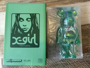 ★400%のみ★X-girl CLEAR GREEN Ver. ベアブリック/BE@RBRICK(メディコムトイ・フィギュア・ エックスガール)