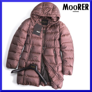 価格17万新品本物ムーレーMOORER【大人の贅沢】美シルエット!!防寒性◎高級ダウンジャケットブルゾンコート/ビジネス/レディース/40＝S～M