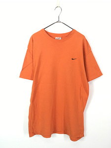 古着 90s USA製 NIKE スウォッシュ ワンポイント ソリッド Tシャツ オレンジ M 古着