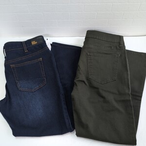 未使用タグ付き マックハウス NAVY JEANS 2点 Lsize/W84cm RUN DENIM/プラチナレギンス タイトストレート デニム/カーキ メンズパンツ