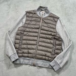 1円　極美品 MONCLER モンクレール　マグリア　カーディガン　ダウン切替スウェットジップアップパーカー　グレー Lサイズ