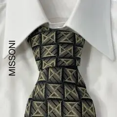 MISSONI ミッソーニ パターン柄 ジャガード シルク ネクタイ イタリア製