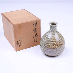 信樂燒 德利 陶器 花瓶 花入 共箱 在銘 茶道具 酒器 