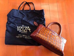 美品IBIZAイビザの本革レザーハンドバッグ三つ仕切りで機能的17×36×10cm♪ブラウン茶色系