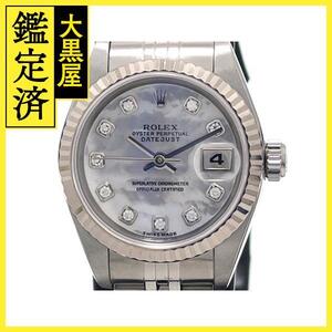 F番 ROLEX ロレックス　レディース オートマチック　デイトジャスト26 79174NG　ホワイトシェル10PD文字盤 K18WG/SS【472】