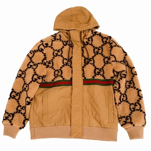 23SS GUCCI グッチ GGジャガード ボア ジャケット ブルゾン アウター サイズM ベージュ 706419 XJETL メンズ/TNT