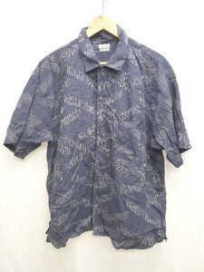 ◇ ⊂ STEVEN ALAN UNITED ARROWS 総柄 半袖 シャツ サイズM ネイビー グレー系 メンズ P