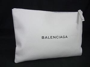 1円 ■極美品■ BALENCIAGA バレンシアガ レザー クラッチバッグ セカンドバッグ レディース メンズ ホワイト系 FH3513