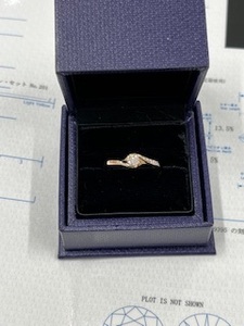 NIWAKA 俄★ダイヤリング 婚約指輪 18K/750PG・10号・約2.6g★0.2ct・G・VVS2・3EX・ハート&キューピッド★暁 AKATSUKI★鑑定書&ケース付