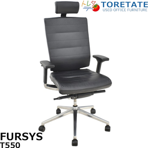 【中古】FURSYS　ファシス　エグゼクティブチェア　ヘッドレスト　可動肘　ポリッシュ　革張り　2024042307【中古オフィス家具】