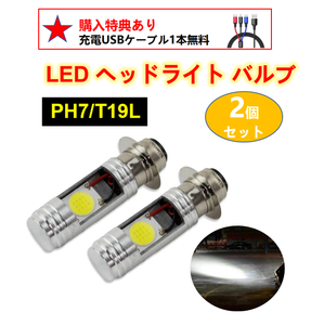 スズキ 12V バイク LED PH7 ヘッドライト バルブ SUZUKI レッツ アドレス アドレスV100 GS50 RG50 TS50Wなど 2個セット