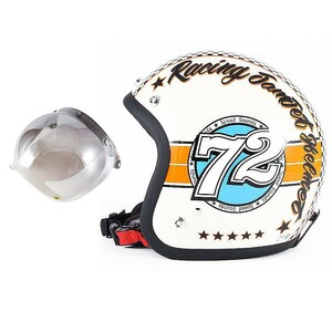 72JAM ジェットヘルメット&シールドセット SPEED SOUND - アイボリー フリーサイズ:57-60cm未満 +開閉式シールド JCBN-03 JJ-04