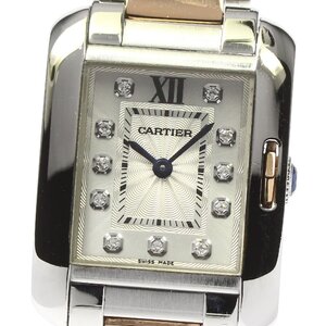 カルティエ CARTIER WT100024 タンクアングレーズSM PGコンビ 11Pダイヤ クォーツ レディース 良品 _792335