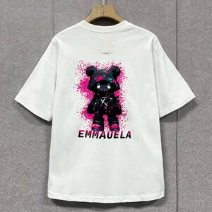 人気・半袖Tシャツ 定価2万◆Emmauela・イタリア・ミラノ発◆上級コットン100％ 個性 快適 クマ ポップ トップス スウェット 街着 夏 2XL