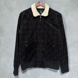 HYSTERIC GLAMOUR ヒステリックグラマー 襟ボア コットン ストレッチ ベロア 中綿 ジップ ジャケット ブルゾン size.M ブラック チェック