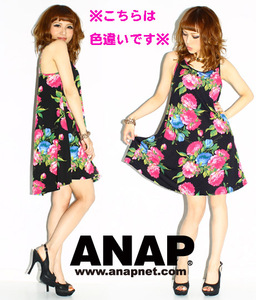 送料込・即決・cute★新品 ANAP フラワータンクワンピース 黒×オレンジ系 ★ アナップ