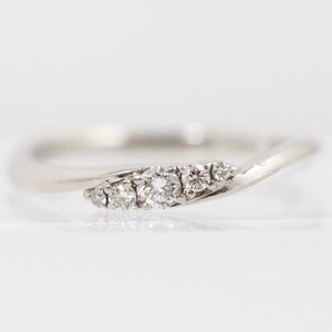 レターパックプラスOK STAR JEWELRY スタージュエリー Pt950 ダイヤ0.09ct ウエーブ リング 8号 正規保証書付 [42045]