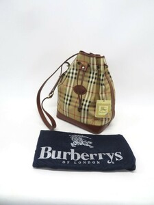 hafn3495-6 145 BURBERRY バーバリー ノバチェック ショルダーバッグ 巾着 ベージュ×ブラウン 保存袋付き