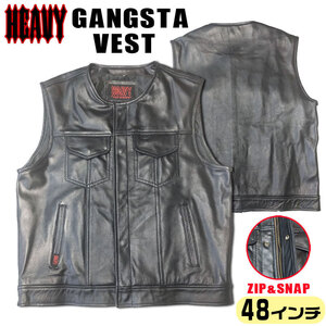 (48インチ）HEAVY 《ギャングスタベスト》　ジップ＆スナップ　モトブルーズ　GANGSTA VEST　襟なし