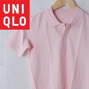 ユニクロ UNIQLO■半袖ポロシャツ　コットン　シンプル　ゴルフウェア■140■ピンク無地 ※IW4412045