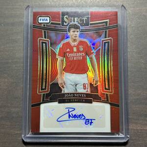 Joao Neves Signatures Auto Red Parallel Prizm 2023-24 Panini Select FIFA Soccer Autograph 直筆サイン