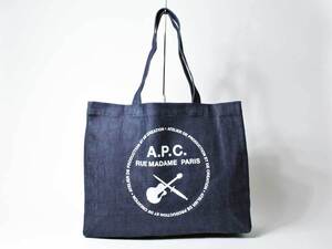 新品！【A.P.C. HOMME/アーペーセーオム】Guitare Poignard Shopping Bag・剣とギター トートバッグ/インディゴ・ユニセックス