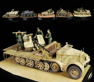 ミリタリー 軍用戦車プラモデル 組立済 他 欠品・破損有 / プラモデル 戦車5個まとめて ケース付き[69290]