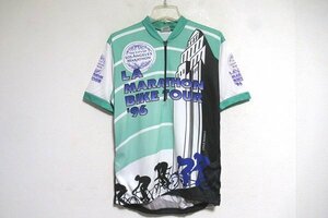 N7389:サイクルジャージ半袖（LAMARATHONBIKETOUR‘96）エメラルドグリーン系/L：35