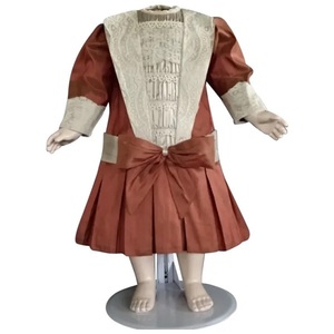 未使用　ビスクドール用シルクドレス 53～58㎝の人形用　ブラウンとベージュのシルクで作られたローウエストドレス　