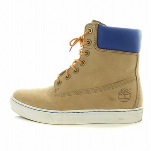 ティンバーランド Timberland レースアップブーツ ショートブーツ 厚底 レザー US7 25cm ベージュ 青 ブルー /BB レディース