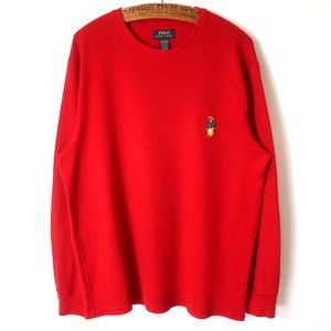 POLO RALPH LAUREN ラルフローレン ポロベアー プリント サーマル 長袖 Tシャツ(XL)レッド