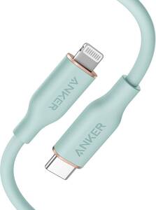 ミントグリーン 0.9m Anker PowerLine lll Flow USB-C & ライトニング ケーブル MFi認証 絡