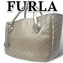 FURLA フルラ トートバッグ カゴバッグ ゴールド 大容量 A4収納可能