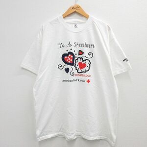 XL/古着 半袖 ビンテージ Tシャツ メンズ 00s アメリカ 赤十字 レッド ハート 大きいサイズ コットン クルーネック 白 ホワイト 23may1