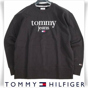 新品1円～★定価1.3万 TOMMY JEANSトミー ジーンズ 長袖 ロゴエンブロイドトレーナー スウェット M 黒 オーバーサイズ ◆5670◆