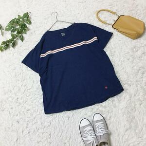 【POLO HOME】カットソー (L) Tシャツ 半袖 Vネック ネイビー