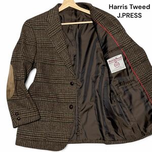 人気モデル!!◎ジェイプレス【圧倒的な存在感】J.PRESS×Harris Tweed ツイード ジャケット エルボーパッチ 胡桃ボタン ブラウン◎メンズ