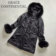 GRACE CONTINENTAL　ダウンダッフルコート　黒　ファー　牛革　36