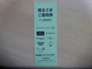 イオンファンタジー株主優待券１０００円分　２０２５年５月３１日まで有効