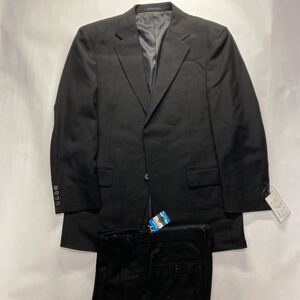 新品★激安高級フォーマル 2つボタンスーツセットアップ漆黒の黒kanebo サイズAB3 礼服 喪服 冠婚葬祭 アジャスター台場仕立　ウール100%