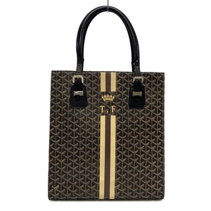 ゴヤール GOYARD トートバッグ コモール レザー 黒 マーカージュ/イニシャル(T.F) バッグ